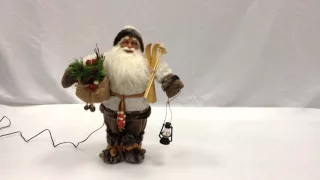 18" White Brown Move Collect Santa Claus Doll Xmas Decor Holly Lantern Skis SOR13027B-18