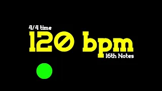 120 bpm 16th Notes 4/4 Drum Beat with Flashing Metronome. Guitar Practice Backing Track, Click Track