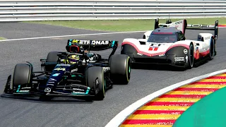 Mercedes F1 2023 W14 vs Porsche 919 EVO at Spa Francorchamps