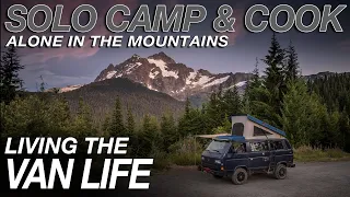 SOLO Camp & Cook | Campfire Cooking in the Mountains | ASMR | Living The Van Life