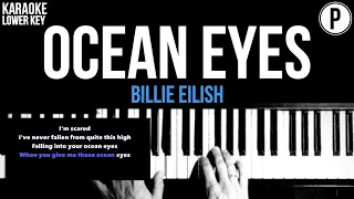 Billie Eilish - Ocean Eyes Karaoke LOWER KEY Slowed Acoustic Piano Instrumental Cover Lyrics