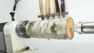 Woodturning log to a flowers art!! #Classic　【木工旋盤】職人技で木の枝から花のオブジェを作る！लकड़ी