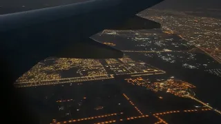 Flydubai flight landing to King Fahd International Airport Dammam Saudi Arabia