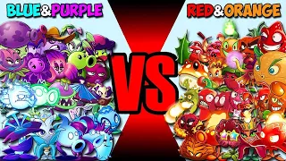 Team BLUE & PURPLE vs RED & ORANGE Plants - Who Will Win? - PVz2 Team Plant Battlez