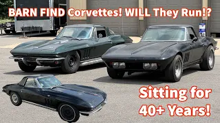 Barn Find Corvettes WILL THEY START!? Trying To Start 3 Vettes That Have Sat for MANY Years 427 327