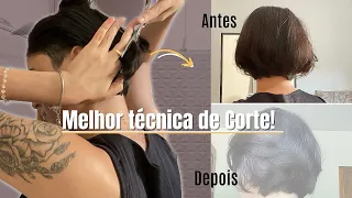 Como corto meu cabelo curto SOZINHA | corte short bob