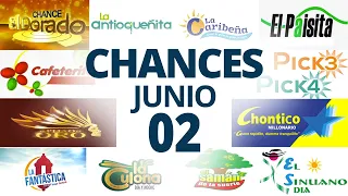 Resultados del Chance del Domingo 2 de Junio de 2024  Loterias 😱🤑💰💵