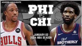 Chicago Bulls vs Philadelphia 76ers Full Game Highlights | Jan 2 | 2024 NBA Season