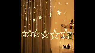 12 Stars LED Curtain String Lights with 8 Flashing Modes for Decoration (6 + 6)