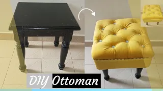 HOW TO TRANSFORM AN OLD STOOL TO A TUFTED OTTOMAN