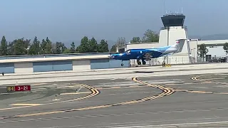 Beautiful blue Pilatus pc 12 landing at Santa Monica