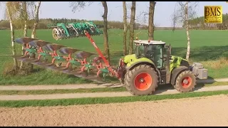 Pflügen - Claas Axion 830 mit Kverneland 6-Schar Anbauvolldrehpflug und Packomat - Ploughing 2018