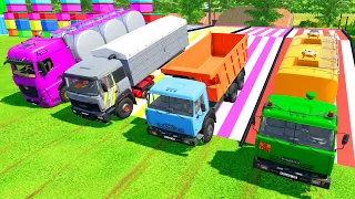 TRANSPORTING TRUCK, AMBULANCE, FIRE TRUCK, POLICE CARS OF COLORS! WITHTRUCKS! FS 22  10