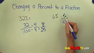 Converting percentages to fractions step by step video tutorial