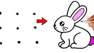 How to draw easy rabbit from 9 dots | Rabbit drawing step by step | Rabbit dots drawing | dpdrawing