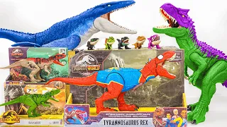 Jurassic World Unboxing Review ASMR| Spiderman T-Rex,Mosasaurus,Allosaurus,Ceratosaurus,Wild Pop-Ups