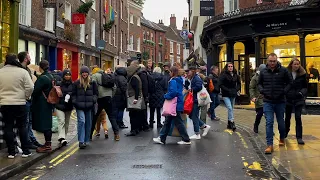 Full walking tour of York on a rainy day [4K] | Hidden alleyways of York