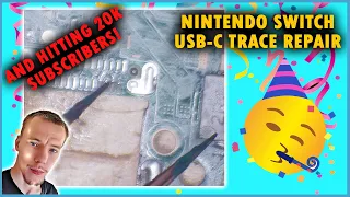 Nintendo Switch USB-C Damaged (Lifted) Trace Repair Using Tiny Jumper Wires & WE HIT 20K! 🥳 🥳 🥳 🥳 🥳