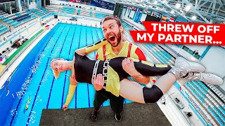 DANCING vs DIVING BATTLE | A dancer on the huge platform