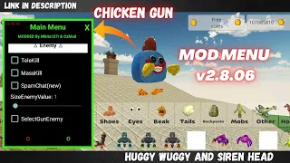 Chicken gun Mod Menu v2.8.06 Huggy wuggy & Siren head| Chicken gun