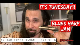 How To Not Suck with a Funky 12-Bar Blues Harmonica Jam - Key of E Jam Track - Tunesday 51