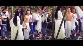 Wang Yibo takes off his clothes and GG's reaction   The Untamed Yizhan Behind The Scenes