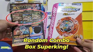 Battle pakai combo Beyblade di kertas promosi Superking