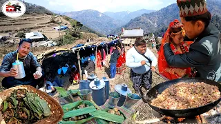 Limbu Culture Marriage in Nepali Village Organic Life Style in Rural Life Nepal Whole Buffalo & Pork