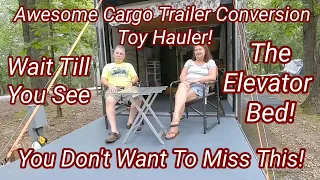 Awesome Cargo Trailer Conversion Toy Hauler With A Unique Approach To Raising The Bed