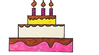 HOW TO DRAW A CUTE CAKE EASY STEP BY STEP colourful Drawing Art