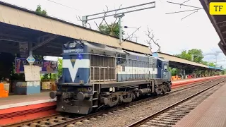 Diesel Locomotives WDM3A single Engine Fastly cross the railroad