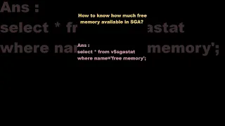 #shorts  How to know free memory available in SGA? Interview Question | Learnomate Technologies