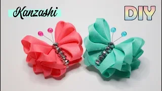 DIY - NEW KANZASHI Butterfly Tutorial | Kanzashi Flower | Bros Kupu Cantik | Ribbon flower