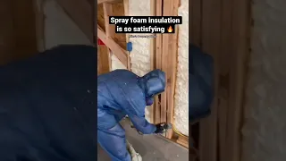 Spray foam insulation is so satisfying!! #construction
