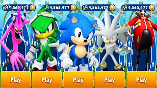 Sonic Dash - Classic Sonic vs Jet vs Silver - All Characters Unlocked Fully Upgraded - Run Gameplay