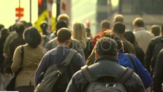 Crowd Footage, Backs Of People Walking- Slow Motion. Stock Footage