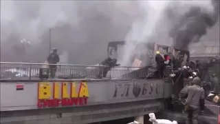 Потужний вибух на Майдані 20 лютого 2014.