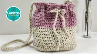 CROCHET WOVEN bag step by step basic stitches | Lanitas and Colors