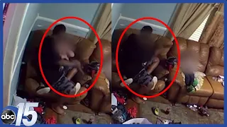 Surveillance video shows child being slapped four times; Emani Barrett arrested, Raw Video