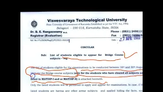 VTU Circular regarding Bridge Course Subjects April 7th 2022@yashwincreations