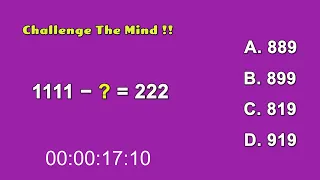 Strengthen Your Brain - Challenge The Mind !! 1111 − ? = 222