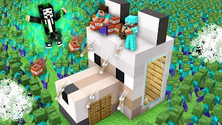 ZOMBIES ATTACKED THE HOUSE WOLF IN MINECRAFT NOOB vs PRO vs HACKER