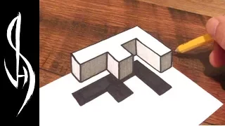 How to Draw 3D Floating Letter F - Trick Art Optical Illusion Drawing