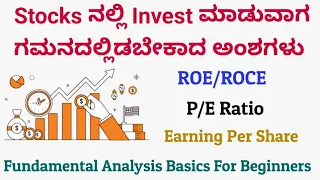 Fundamental analysis basics in Kannada| ROE, ROCE, PE, EPS explained in kannada| Longterm investment