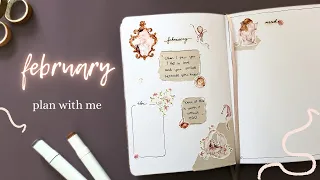 February 2024 plan with me | self-love theme💄 | reading journal setup