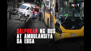 Salpukan ng bus at ambulansiya sa EDSA | NXT