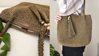 Part1 | 🎉 Easy Elegance: Simple Crochet Mesh Bag Tutorial with Paper Yarn