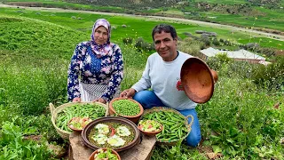 جمع محصول البازلاء و تحضيرها مع البيض البلدي في الهواء الطلق