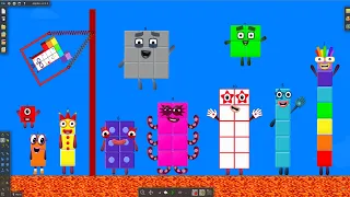 Numberblocks War - The floor is Lava! Survival challenge by Algodoo