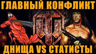 ГЛАВНЫЙ КОНФЛИКТ WoT - ДНИЩА VS СТАТИСТЫ[ World of Tanks ]